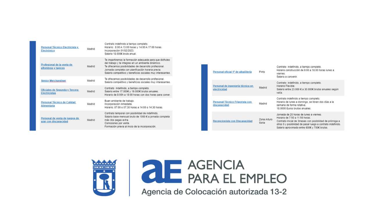 Agencia Empleo Madrid 25 enero 2023