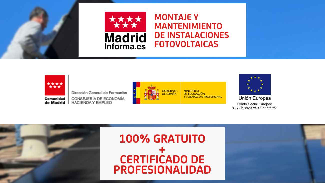 curso gratuito madrid montaje y mantenimiento de instalaciones fotovoltaicas