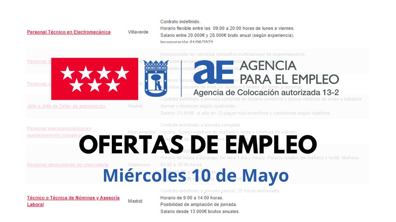 Empleo Madrid 10 mayo 2023