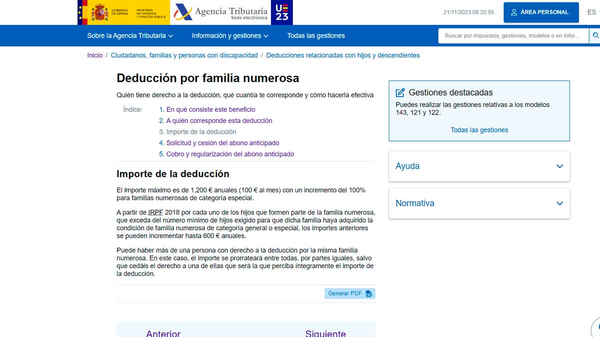 Solicitar la ayuda de Hacienda de hasta 2.400 euros para familias numerosas