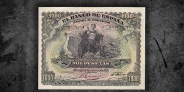 Billete de 1000 pesetas de 1907 en excelente estado y muy valorado en subastas de numismática