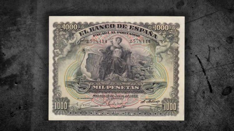 Billete de 1000 pesetas de 1907 en excelente estado y muy valorado en subastas de numismática