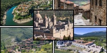 Collage con los 10 pueblos más bonitos de Madrid para desconectar esta Semana Santa y disfrutar de su encanto