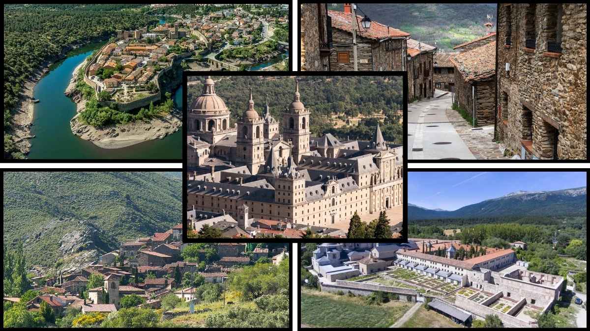 Collage con los 10 pueblos más bonitos de Madrid para desconectar esta Semana Santa y disfrutar de su encanto