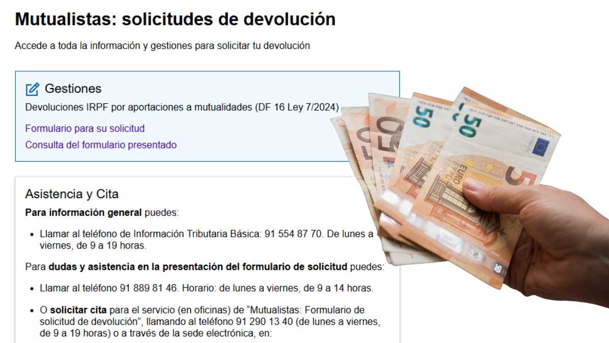 Hacienda establece este formulario para los mutualistas que tengan que solicitar las devoluciones a Hacienda.