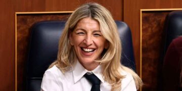 La ministra Yolanda Díaz en el Congreso durante una sesión relacionada con las prestaciones del SEPE