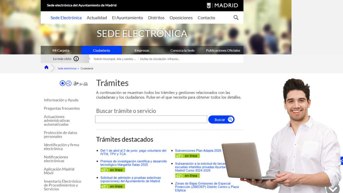 La sede electrónica de Madrid que permite realizar estas gestiones.
