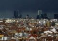 Granizo y lluvia en Madrid.