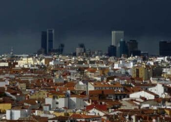 Granizo y lluvia en Madrid.