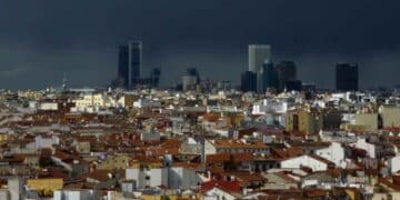 Granizo y lluvia en Madrid.