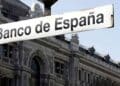 Letrero del Banco de España frente a su sede madrileña