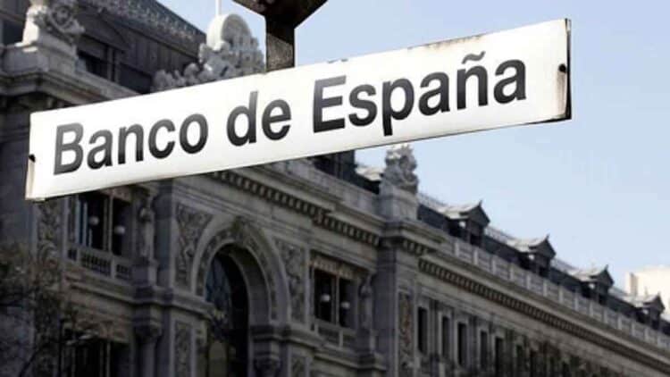 Letrero del Banco de España frente a su sede madrileña