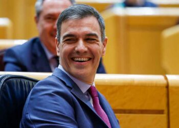 Político español sonríe en la Cámara Alta durante el debate de la reforma de la Ley de Vivienda que refuerza la protección a los inquilinos