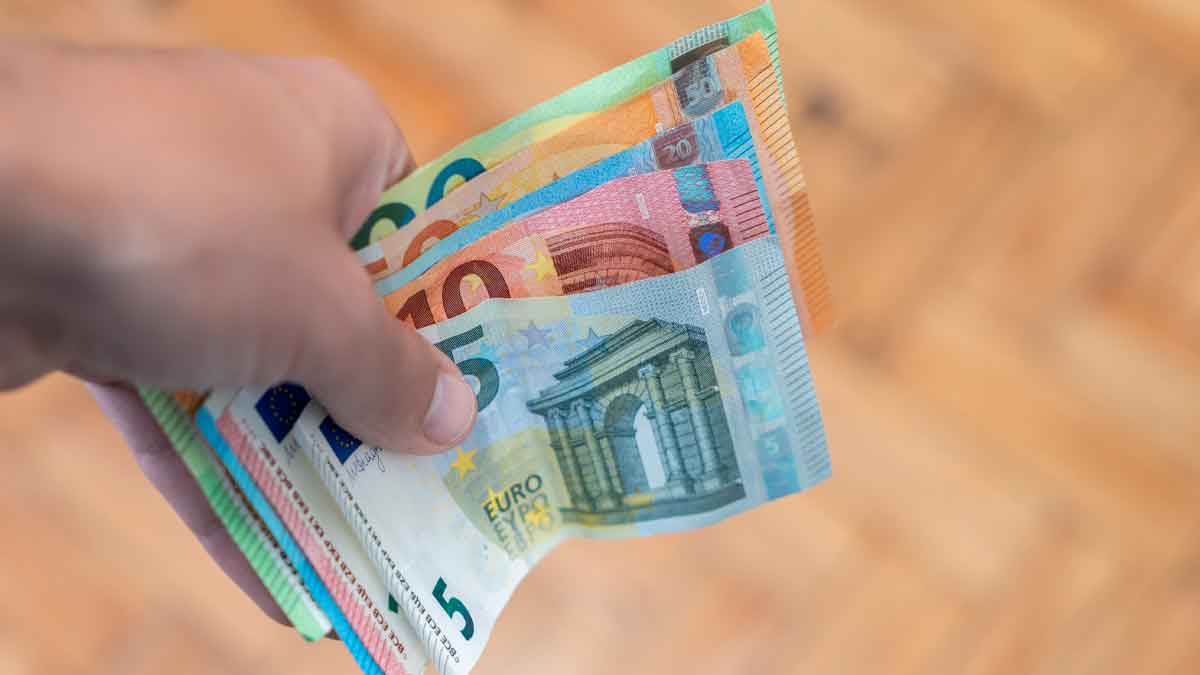 Persona mostrando billetes de euro, concepto de ayuda económica del Ingreso Mínimo Vital en 2025