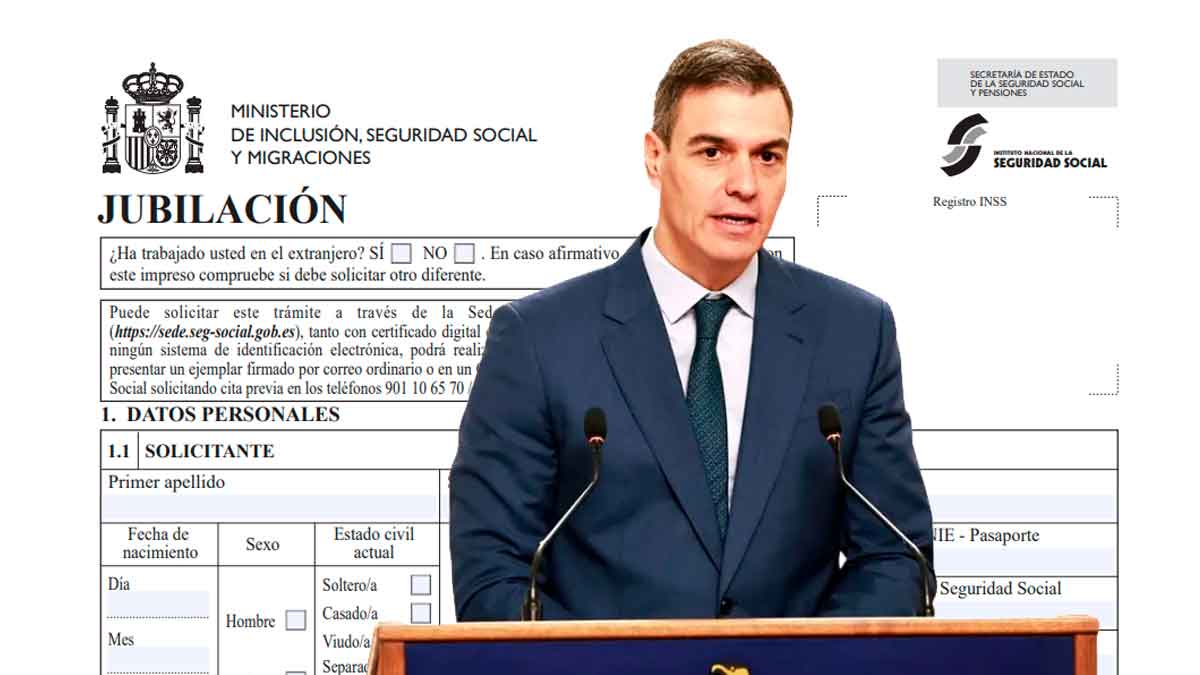 Formulario de jubilación de la Seguridad Social y portavoz del Gobierno, ilustración sobre retirarse a los 60 con solo 15 años cotizados