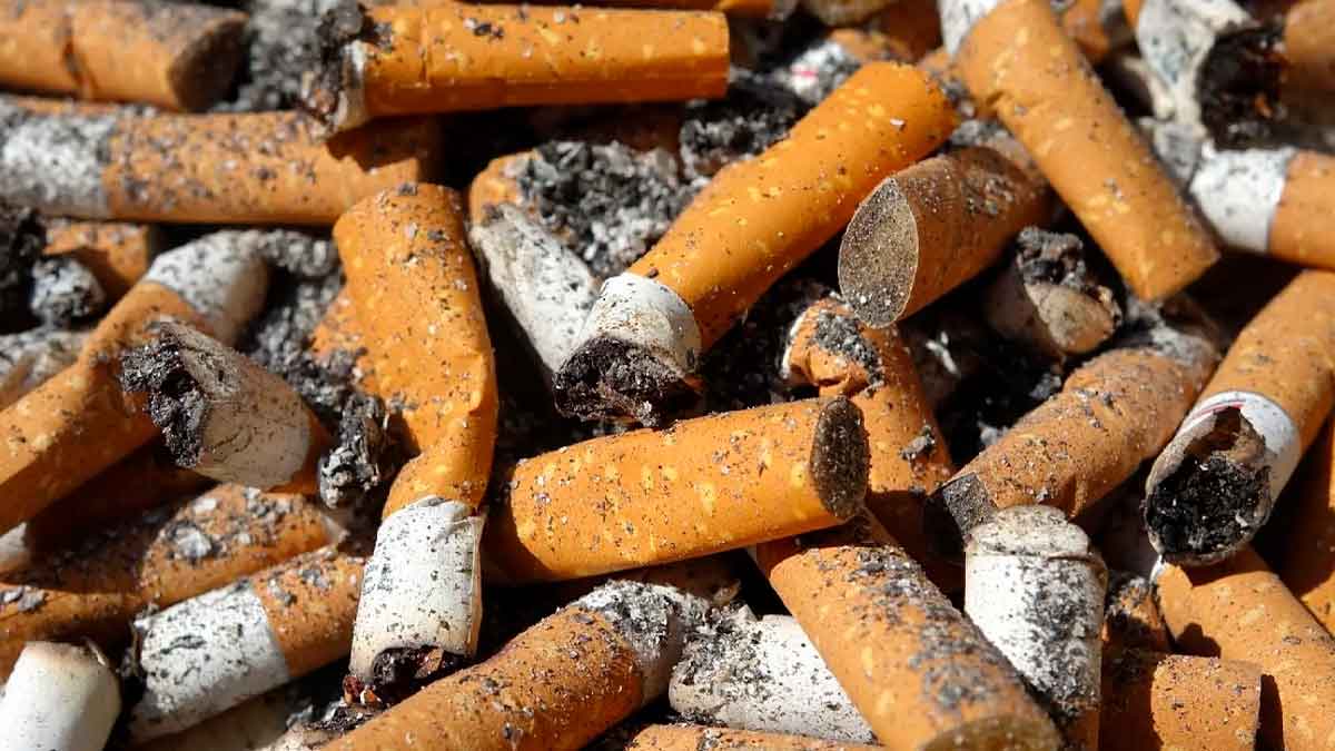 Colillas de cigarro en la arena como ejemplo del impacto del tabaco en playas de Alicante con multas de hasta 750 euros
