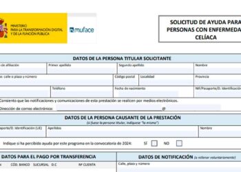 Formulario MUFACE 2025 para solicitar la ayuda de 400 € a mutualistas con enfermedad celíaca y gastos en dieta sin gluten