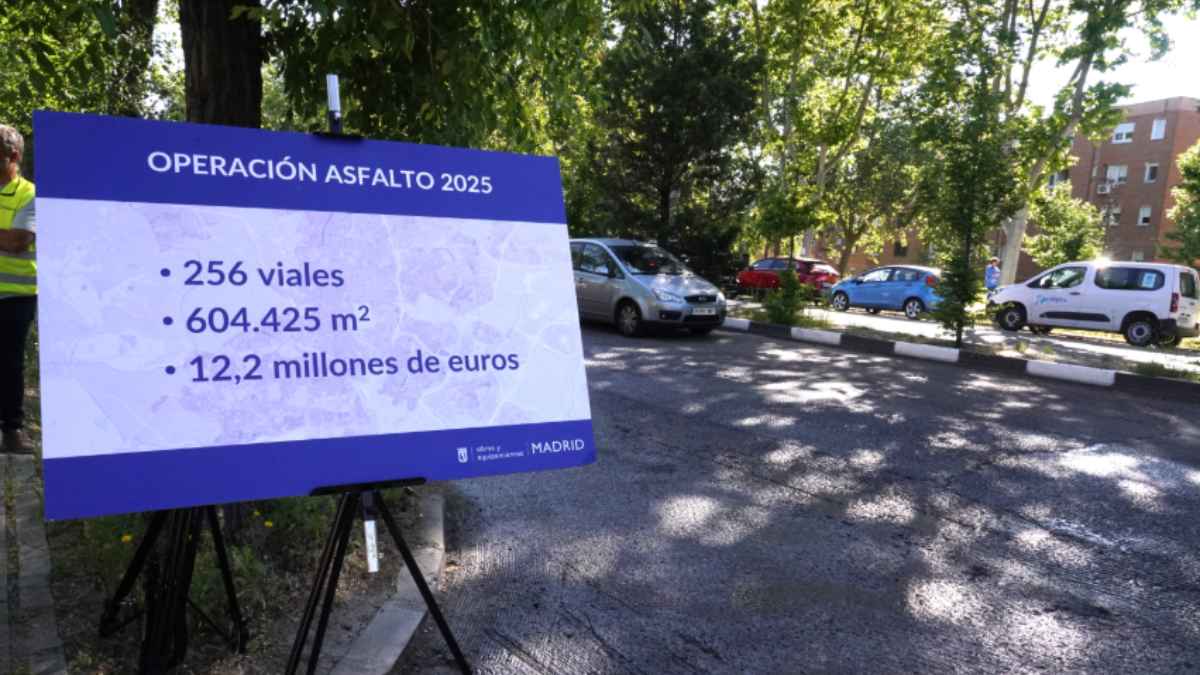 Obras de pavimentación en Madrid.