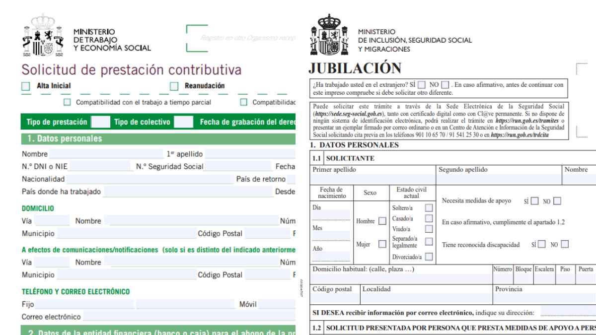 Formularios oficiales del SEPE y de la Seguridad Social para solicitar prestación contributiva y pensión de jubilación compatibles en 2025