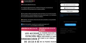 Mensaje de Cercanías Madrid.