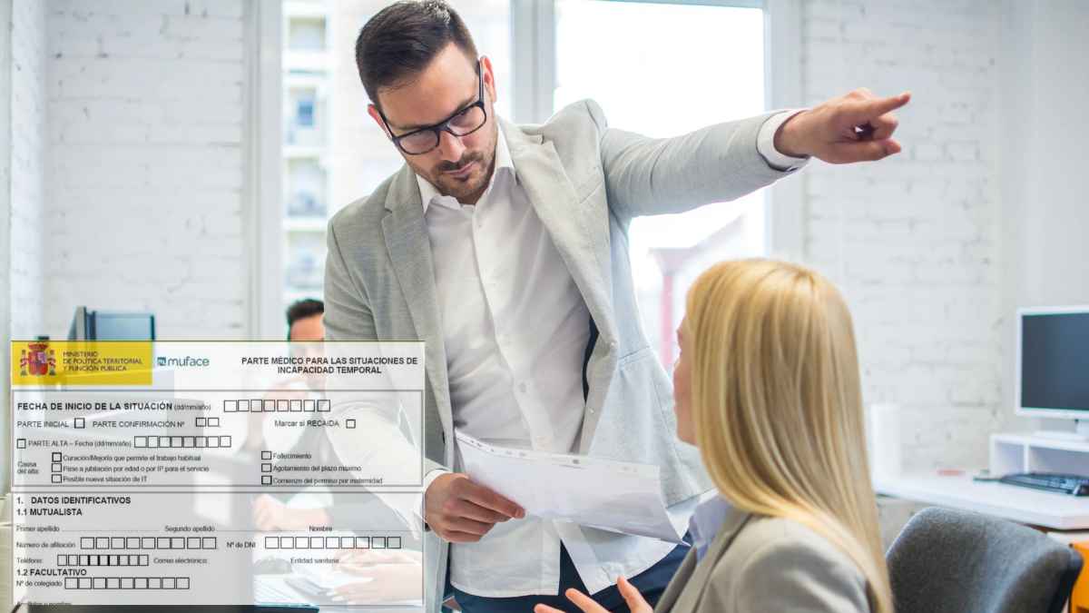 Directivo despidiendo a empleada en baja médica con parte de incapacidad temporal, según Estatuto de los Trabajadores.