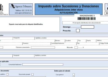 Ejemplar del Modelo 651 de la Agencia Tributaria para declarar donaciones entre padres e hijos y evitar sanciones fiscales
