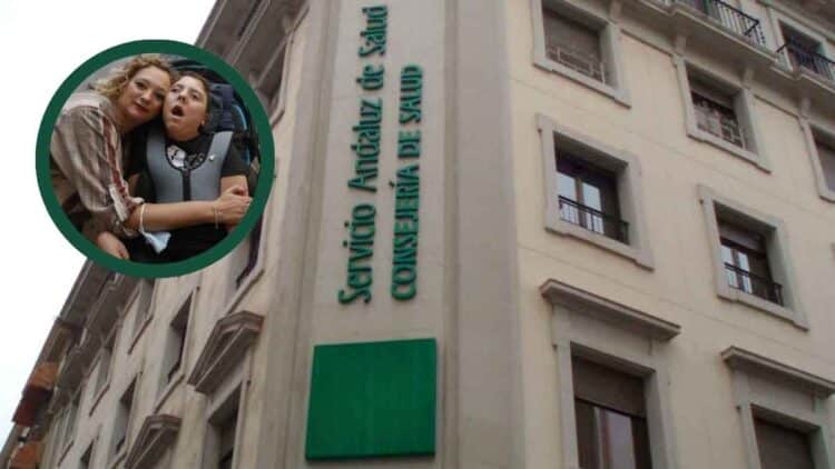 fachada servicio andaluz de salud y enfermera cordobesa abrazando a su hijo con enfermedad grave tras sentencia judicial