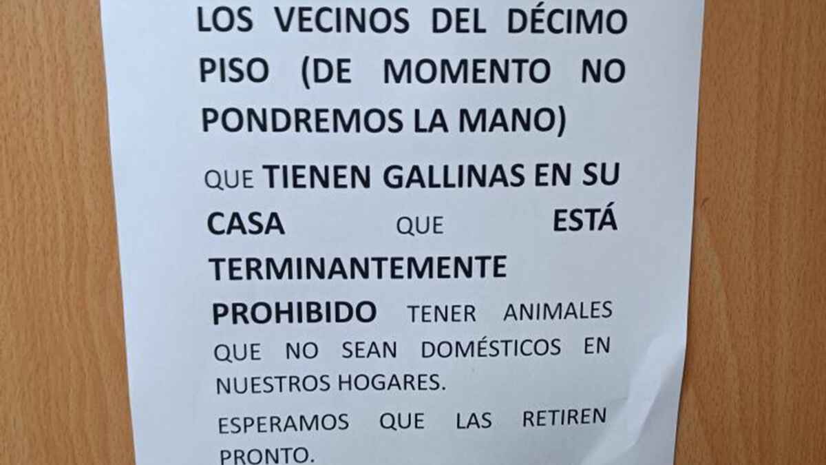 Prohibición de tener gallinas en una comunidad.