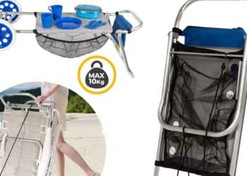 Carro de playa multiusos plegable que se convierte en mesa, disponible en Amazon