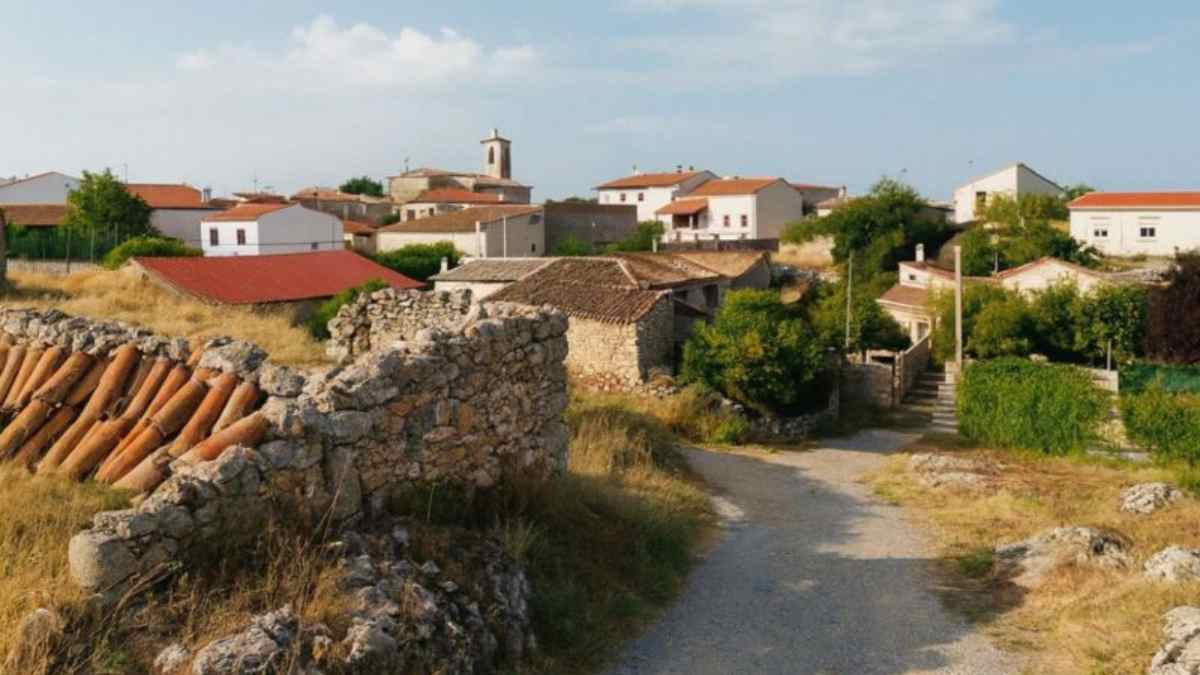 Vista panorámica de Almadrones, pueblo de Guadalajara que ofrece empleo con casa y comida gratis y sueldo hasta 1.600 €.