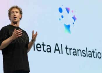Presentación de Meta AI Translation durante una conferencia, ilustrando su integración en WhatsApp y el debate sobre privacidad.