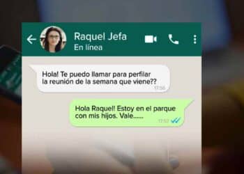 Captura de WhatsApp con mensajes laborales fuera de horario que podrían acarrear multas de hasta 7.500 € según el Estatuto.
