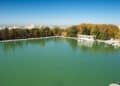 Vista aérea del estanque del Retiro en Madrid antes de su reforma de 2027.