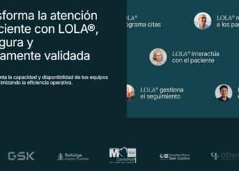 Banner de Tucuvi sobre LOLA®, IA de voz asistencial certificada como producto sanitario clase IIb para la atención al paciente.