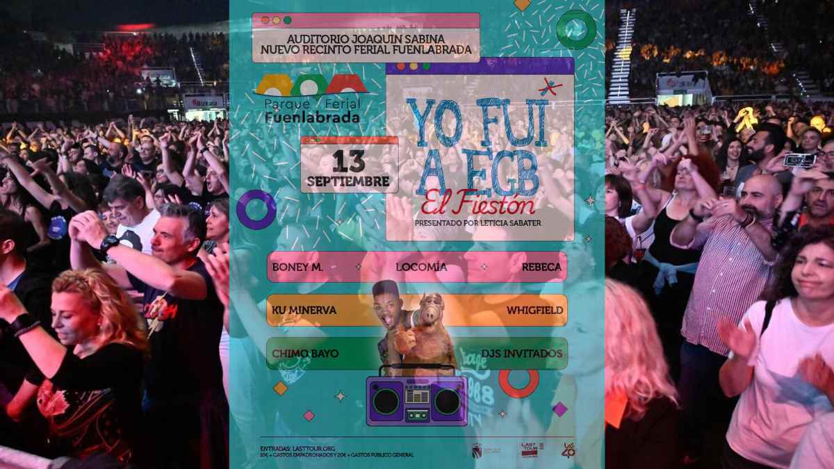 Concierto Yo Fui a EGB en Fuenlabrada con Boney M, Locomía y Chimo Bayo en las fiestas de septiembre 2025.