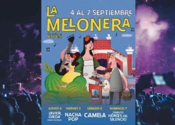 Cartel oficial Fiestas de La Melonera 2025 en Arganzuela con fechas y conciertos principales.