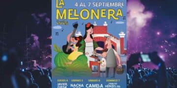 Cartel oficial Fiestas de La Melonera 2025 en Arganzuela con fechas y conciertos principales.