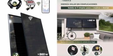 Kit solar de balcón ESUNRA 800W plug and play con dos paneles bifaciales y microinversor NEP.
