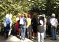 Grupo de personas en ruta guiada gratuita del programa Entreparques por parques de Madrid en verano.