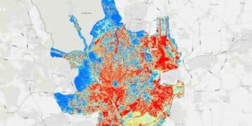 Mapa de zonas más frescas y calurosas de Madrid en verano 2025.