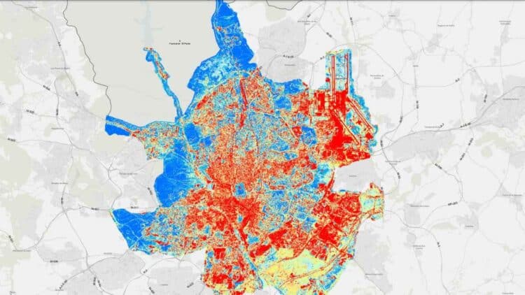 Mapa de zonas más frescas y calurosas de Madrid en verano 2025.