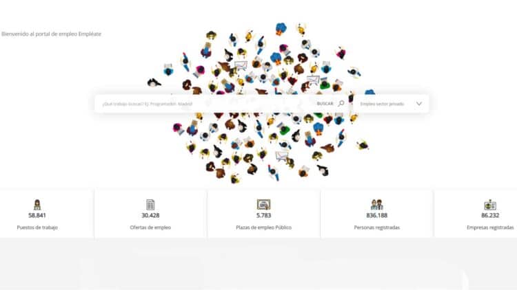 Portal Empléate del SEPE con ofertas de empleo para administrativos con sueldos de hasta 22.000 euros.