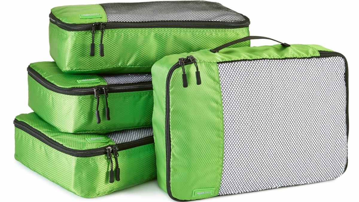 Organizador de maleta pequeña superventas, set verde de cuatro bolsas de viaje por menos de 20 euros.