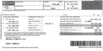 Recibo del IBI en Madrid ejemplo para pago por Bizum en web municipal.