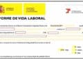 Informe de vida laboral de la Seguridad Social en España con días y años cotizados.