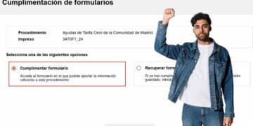 Formulario Tarifa Cero Comunidad de Madrid para nuevos autónomos.