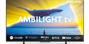 Televisor Philips 4K de 55 pulgadas con Ambilight y HDMI 2.1 en oferta por 329 euros.