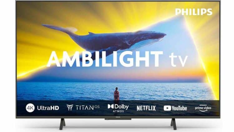 Televisor Philips 4K de 55 pulgadas con Ambilight y HDMI 2.1 en oferta por 329 euros.