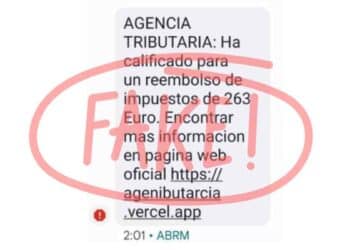 SMS falso de la Agencia Tributaria sobre devolución pendiente.