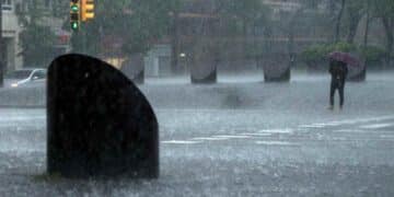 Lluvia intensa en Madrid durante la alerta amarilla de la AEMET el 29 de septiembre.